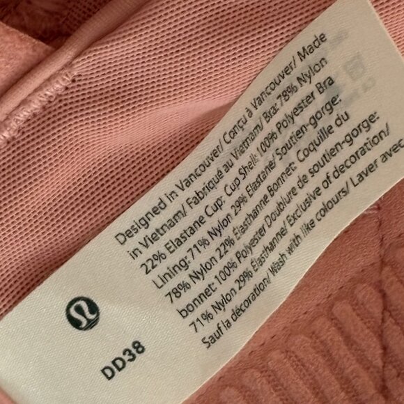 Like New Lululemon Energy Bra High Support 38DD Pink Puff W/ Reusable Tote Bag - Picture 8 of 10